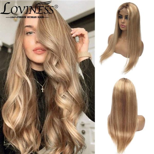 

lace wigs highlight front 13x4x1 straight t part human hair wig ombre blonde brazilian remy glueless ponytail, Black;brown