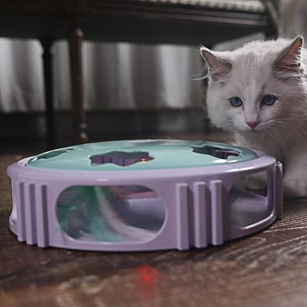 

cat toys pet electric toy automatic rotating luminous turntable maze with feathers for cats
