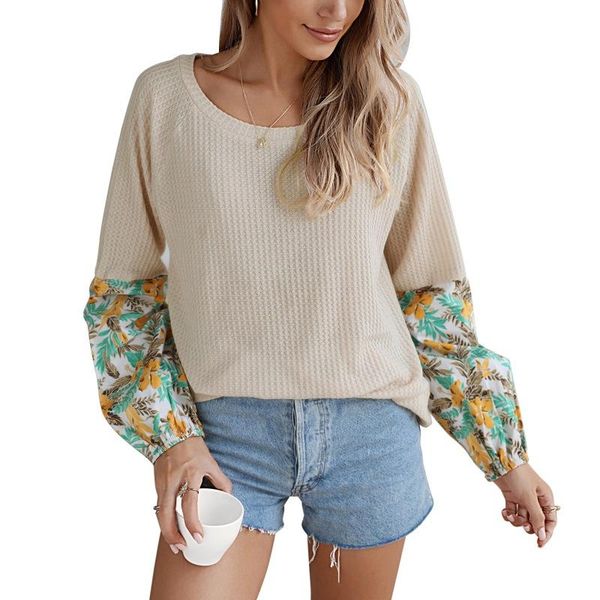 

ladies contrast tie-dye long sleeve t-shirt clothes women o-neck casual t shirt tshirt mujer de moda 2021 women's, White