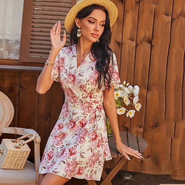 

women's dresses 2021 spring v-neck loose print dress maternity for po shoot clothes, White