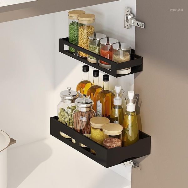 

kitchen rack punching-drawer-type seasoning lower sink pull basket wall hanging push-pull storage bottles & jars