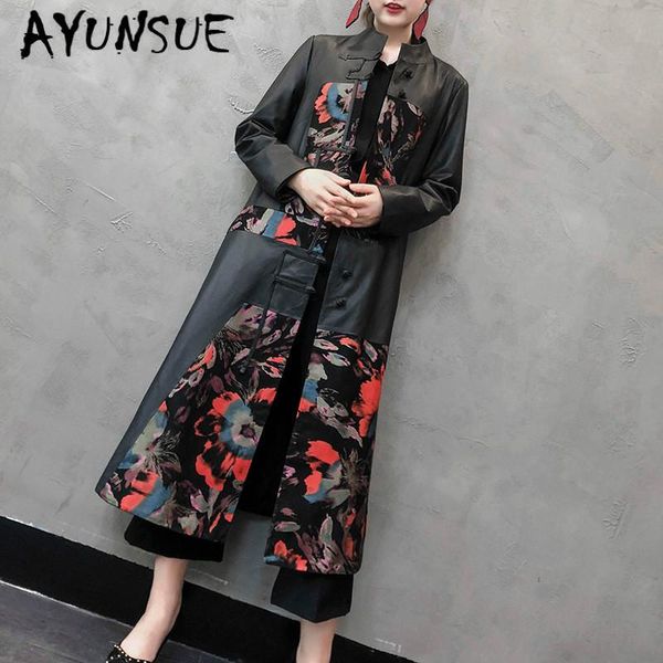 

real leather jacket women sheepskin genuine vintage slim windbreaker spring veste femme lh-2002 yy1873 women's & faux, Black