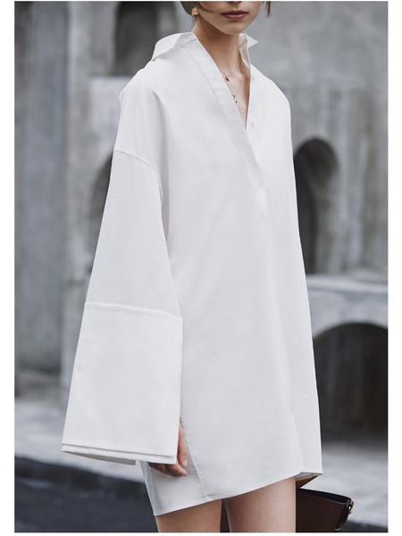 

women's blouses & shirts superaen 2021 original innovative design solid white loose turn-down collar long women