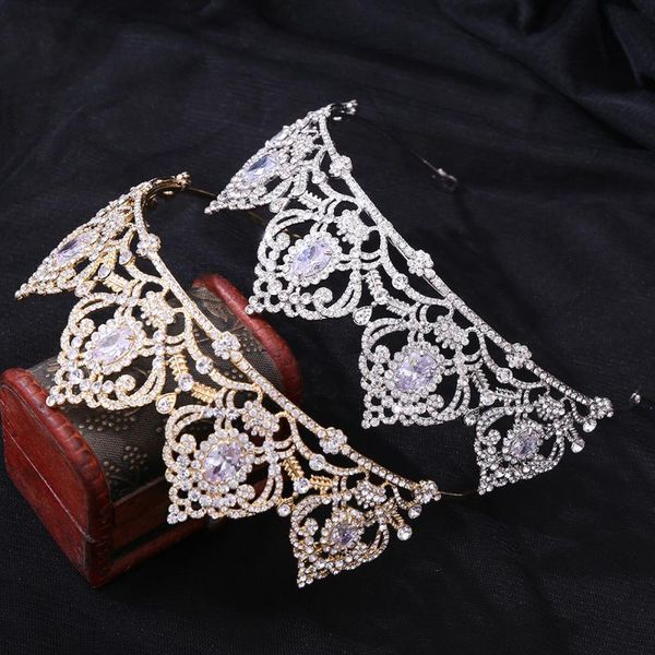 

hair clips & barrettes myfeivo 2 colors large zircon wedding crown bride baroque tiaras rhinestone bridal crowns headdress jewelry hq0267, Golden;silver