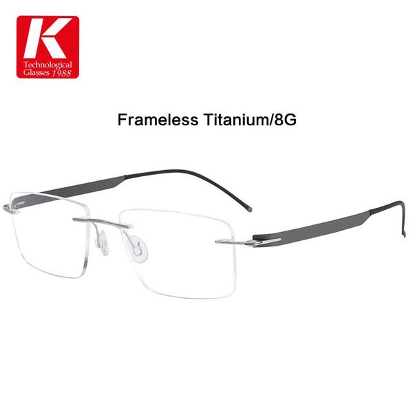 

ultralight titanium square frameless glasses frame men rimless optical hyperopia prescription eyeglasses eyewear fashion sunglasses frames, Black