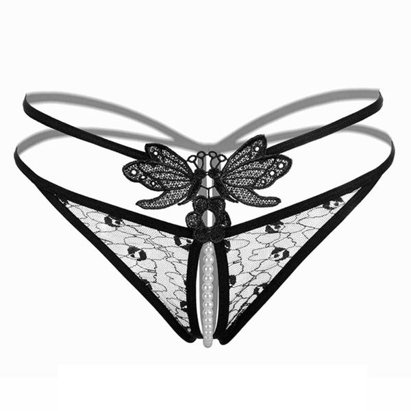 

women's panties women underwear hollow ladies pearl embroidery lace temptation low-rise, Black;pink