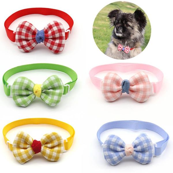 

50/100 pc dog accessories for small dogs grid bow ties necktie adjustable puppy cat grooming collar bowtie pet supplies apparel