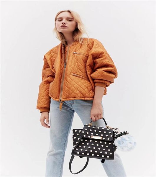 

women's jackets fall/winter 2021 women solid color quilted bomber jacket - ladies thin zipper coat fashion rhombus zip up, Black;brown