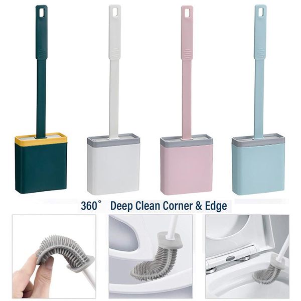 

clothing & wardrobe storage silicone wc toilet brush flat head flexible soft bristles with quick drying holder set cleaning accessories #38