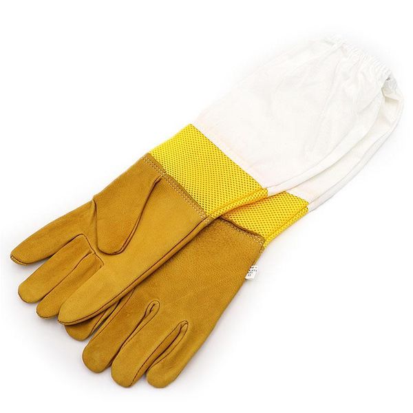 

cycling gloves breathable bee beekeeper sheepskin with long ventilated mesh, Black