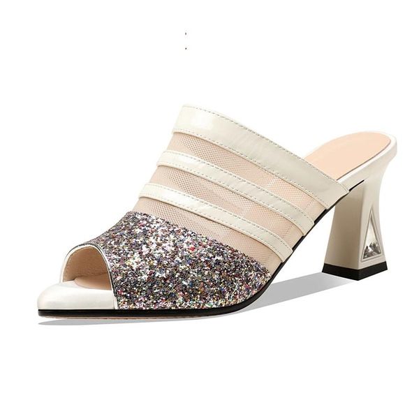 

cow leather pointed toe high heels daily wear gentlewomen beauty lady bling open slip on women sandals l8f1, Black