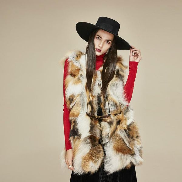 

women's fur & faux fashion women real vests gilets plus size genuine vest jackets natural coats abrigo mujer coat, Black