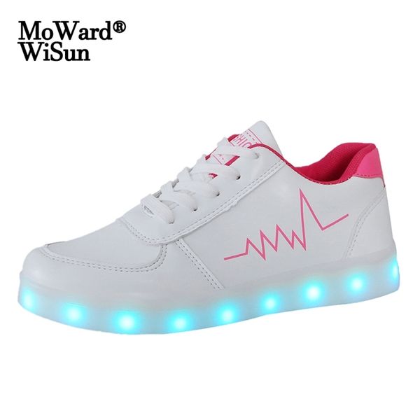 

size 30-41 glowing sneakers for children boys girls luminous shoes with light up sole kids lighted led slippers usb charged 210913, Black