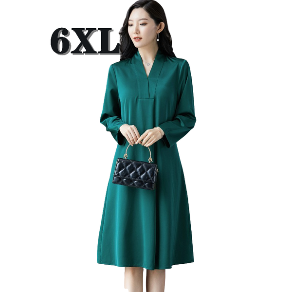 

plus size dresses dress 2021 elegant long sleeve a-line vestidos oversized casual clothing spring fashion robe gown, Black