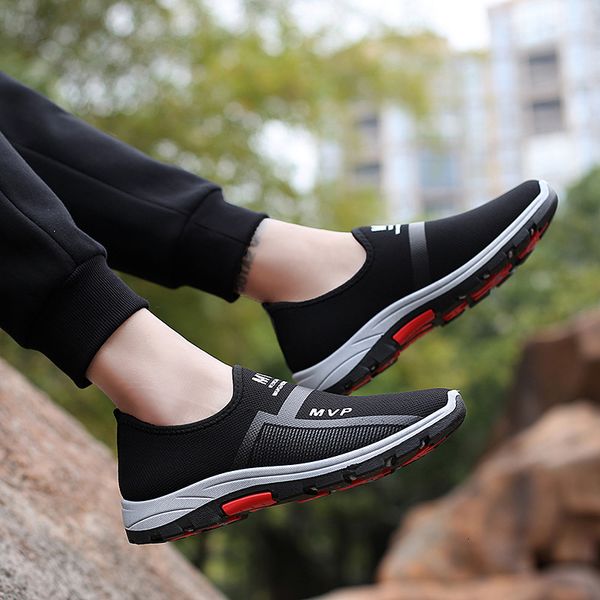 

shoe men's casual breathable knitted shaping shoes spring summer a04z, Black