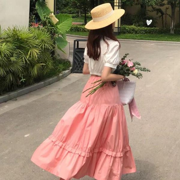 

skirts 2021 autunm high waist korean sweet vintage cotton linen skirt ladies summer maxi plus size 5xl 6xl 7xl, Black