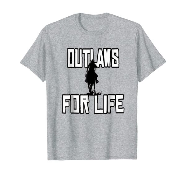 

outlaws for life cowboy shadow rdr2 style gaming t shirt, White;black