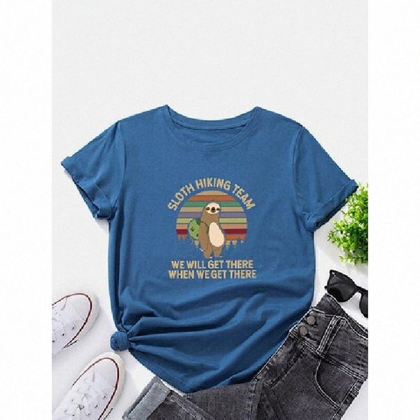 

cartoon sloth slogan print t-shirt v10i#, White