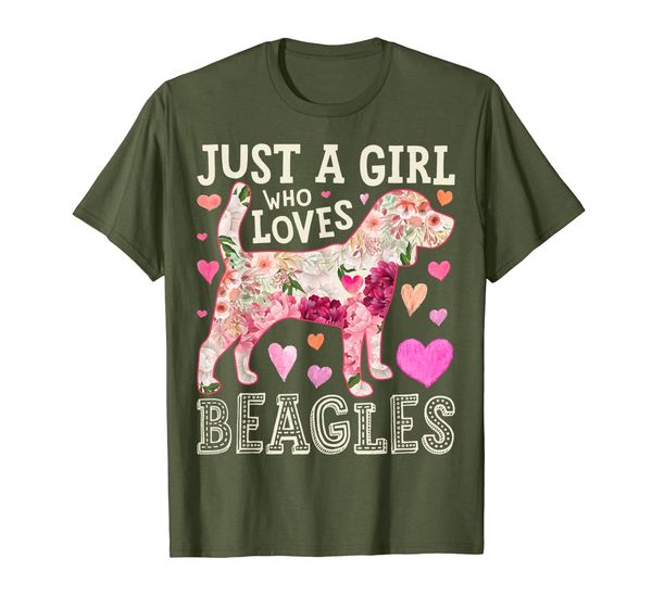 

just a girl who loves beagles dog silhouette flower gifts t-shirt, White;black