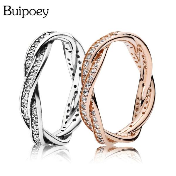 

wedding rings buipoey wheels shiny zircon for women men original crystal interwoven ring fine stackable jewelry, Slivery;golden