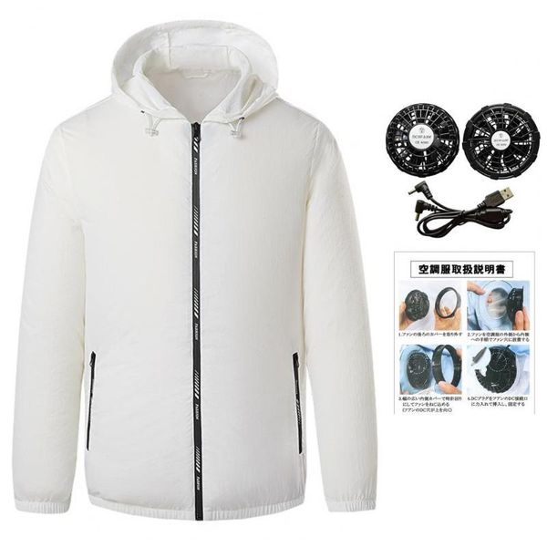 

men's jackets summer cooling fan jacket usb 3 speeds men long sleeve hooded air conditioning clothes streetwear for outdoor working, Black;brown