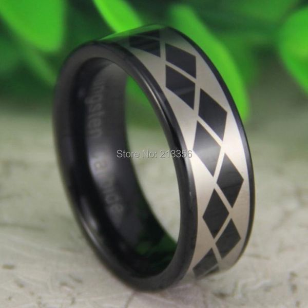 

wedding rings usa uk canada russia brazil selling 8mm shiny black pipe bridal pattern mens fashion tungsten ring, Slivery;golden