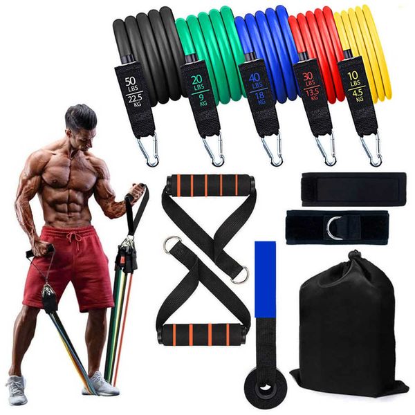 Workout Bar Fitness Resistance Band Set Training Pull Rope Ioga Pilates Bandas Booty Gym Equipamento para Home Bodybuilding Peso H1026