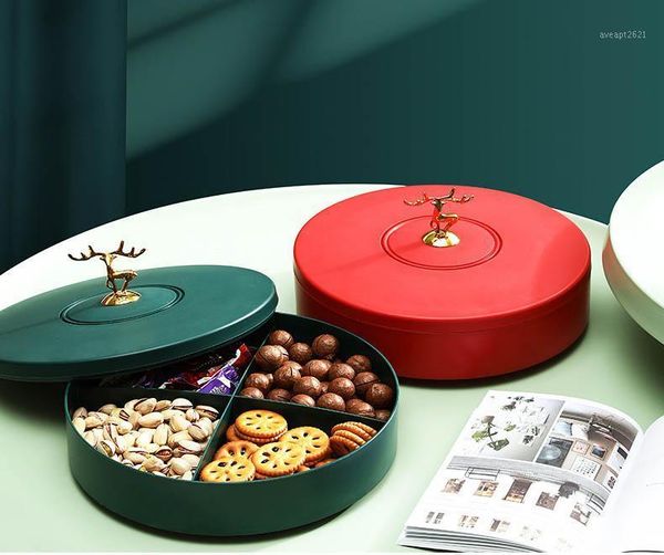 

storage bottles & jars creative candy box plastic household living room rotating dried fruit snack tray split grid with lid nuts festive