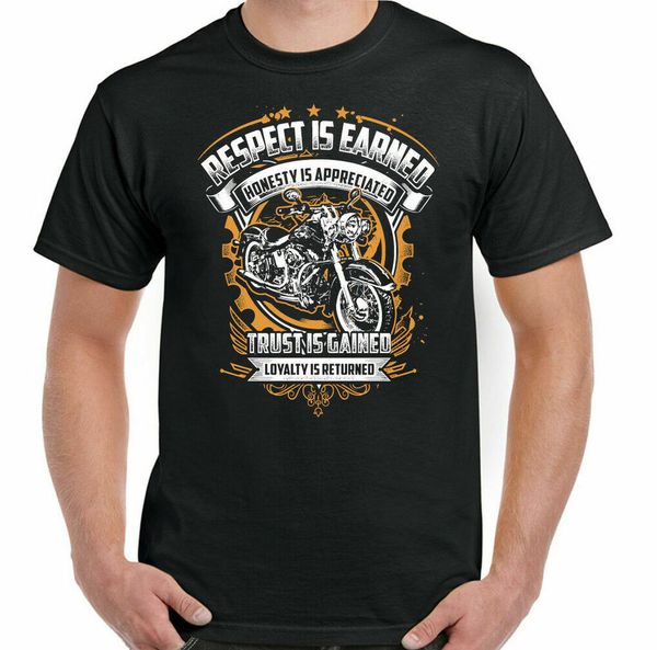

Biker respect is earned Mens Motorcycle Bike Indian Chopper, White;black