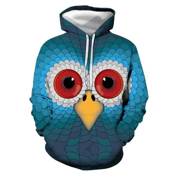

2021 wolf 3d digital printed hooded sweater casual loose men's hoodie, Black