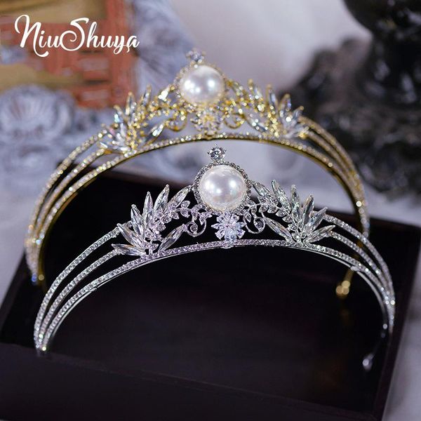 

hair clips & barrettes niushuya wedding crown tiaras and crowns hairband engagement accessories for bride girls bridesmaids pearl headdress, Golden;silver