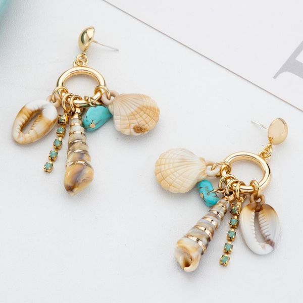 

dangle & chandelier jaeeyin 2021 trendy arrival ocean shell natural stone pendant casual bohemia holiday earrings jewelry gift for women, Silver