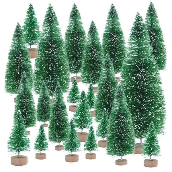 

christmas decorations 6.5cm to 16cm small decorated tree fake pine mini artificial santa snow home decoration