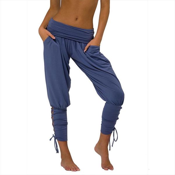 

harem high waist casual womens pants solid color lace up jogger women trousers with pockets pantalons Ã©tÃ© femme, Black;white