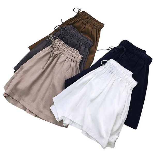 

women's shorts 2021 women solid color short femme pocket summer casual slim elastic waist, White;black