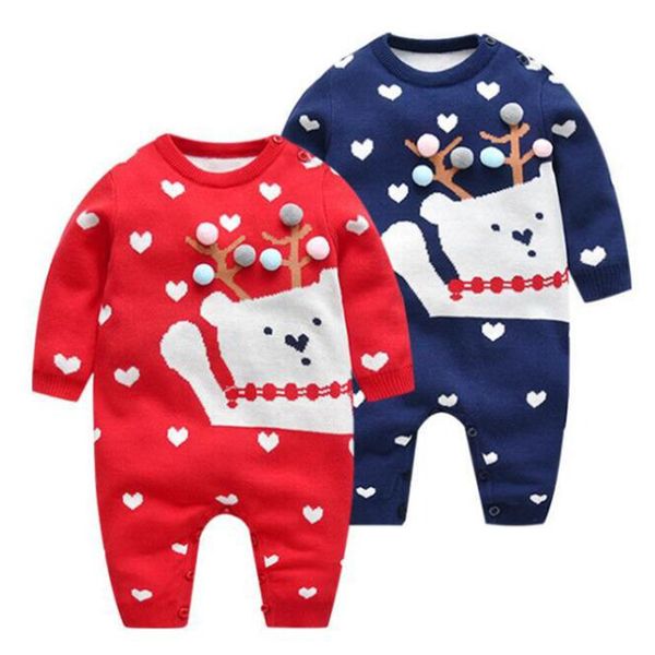 

born infant baby boys girls loving heart bears rompers clothing spring autumn kids boy girl long sleeve clothes 210429, Blue