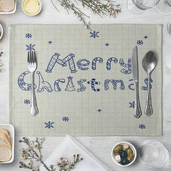 

mats & pads fashion christmas print rectangle europe style table pad cut placemat for dinner kitchen 40x30cm