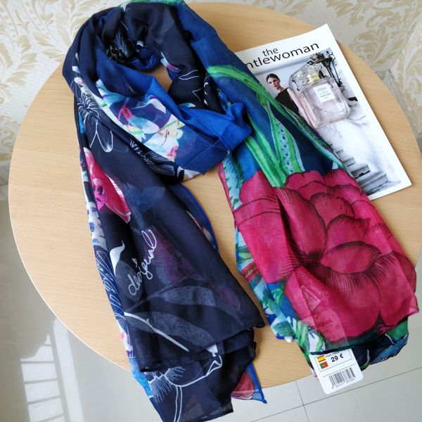 

2021 spanish fashion scarf spring and autumn color soft scarf a1g, Blue;gray