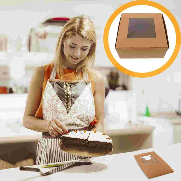 

gift wrap 10pcs portable cake packing boxes with window muffin baking