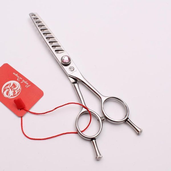 

6" 17cm 440c pink gem purple dragon thinning scissors professional hair 10 teeth beauty tools hairdresser's tool z20061