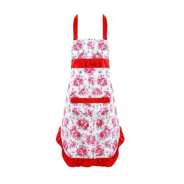 

aprons 1pcs polyester sleeveless apron kitchen cooking barbecue room living bathroom pattern cleaning rose s7e9