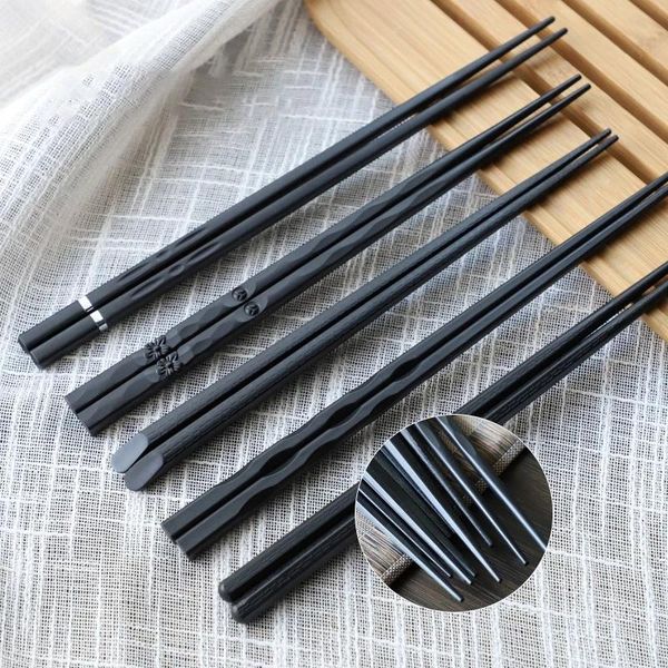 

chopsticks vacclo 5 pair personalized pointed alloy non-slip sushi sticks chop chinese style reusable