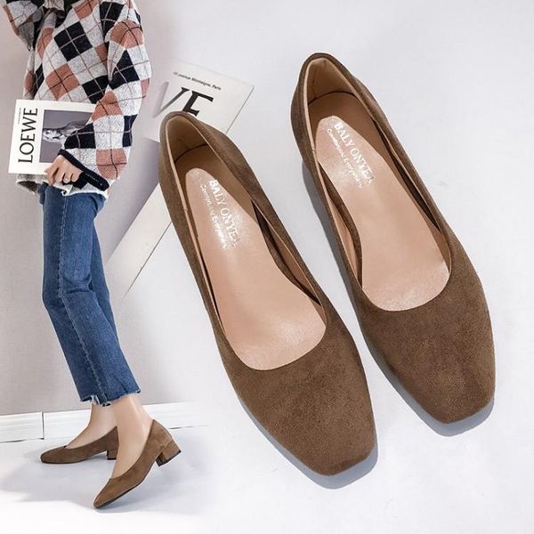

dress shoes single female in 2021 age season with thick for women's grandma work lag joker spring model, Black