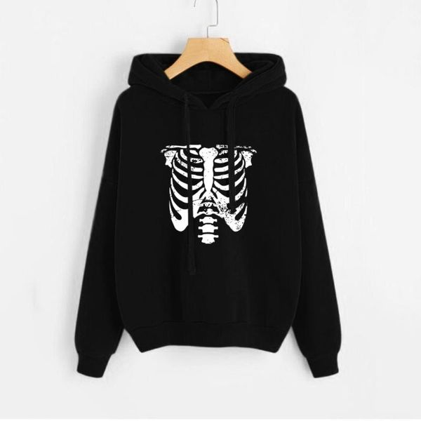 

women's blouses & shirts harajuku dark gothic punk sweatshirt women skull print bf loose hooded pullover long sleeve streetwear grunge, White