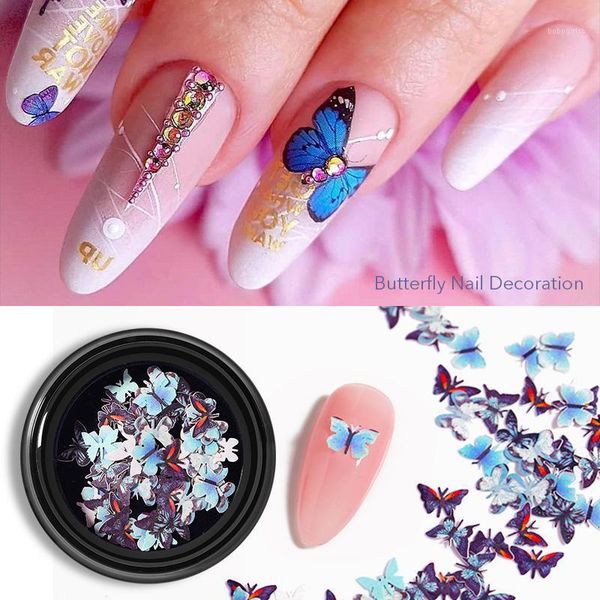 

box 50 pcs colorful butterfly nail flakies sequins sparkle paillette art accessories diy 3d decoration1, Silver;gold