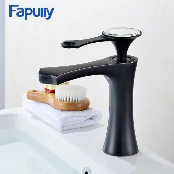 

bathroom sink faucets fapully basin faucet black chrome finish diamond single handle mixer water tap and cold multi color