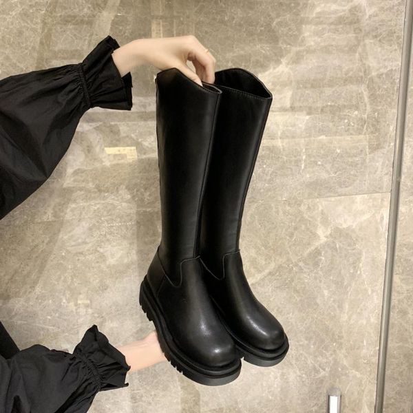 

boots black knee high platform women chunky motorcycle thick sole long punk shoes 2021 zapatos mujer1