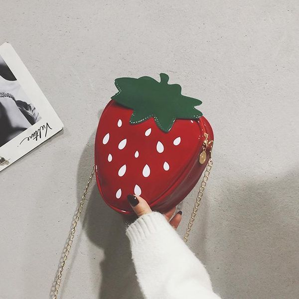

storage bags makeup lipstick key earphone data cables organizer girls strawberry crossbody bag