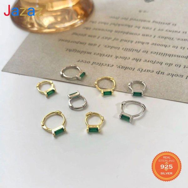 

stud sjazaz 925 sterling silver simple green square crystal earrings for women classic temperament wedding party d001501, Golden;silver
