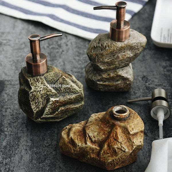 

1pcs 2021 ceramic retro stone shampoo bottle for el bathroom lotion portable soap dispenser household items liquid